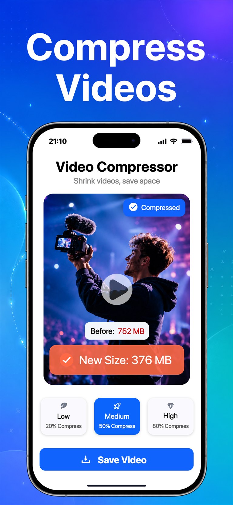 Spaceful video compression screen