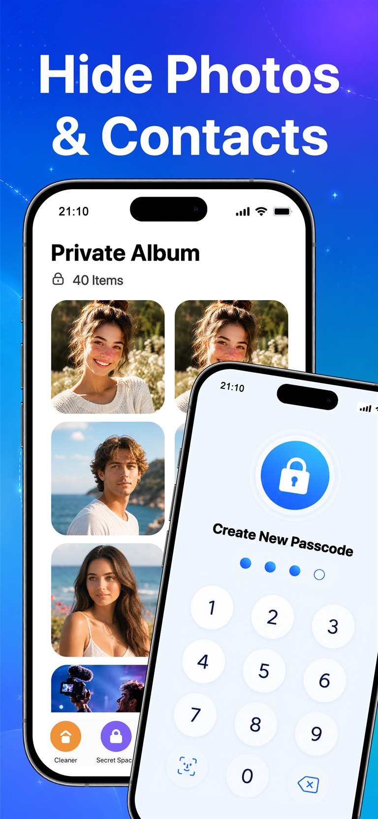 Private album and passcode screenshot